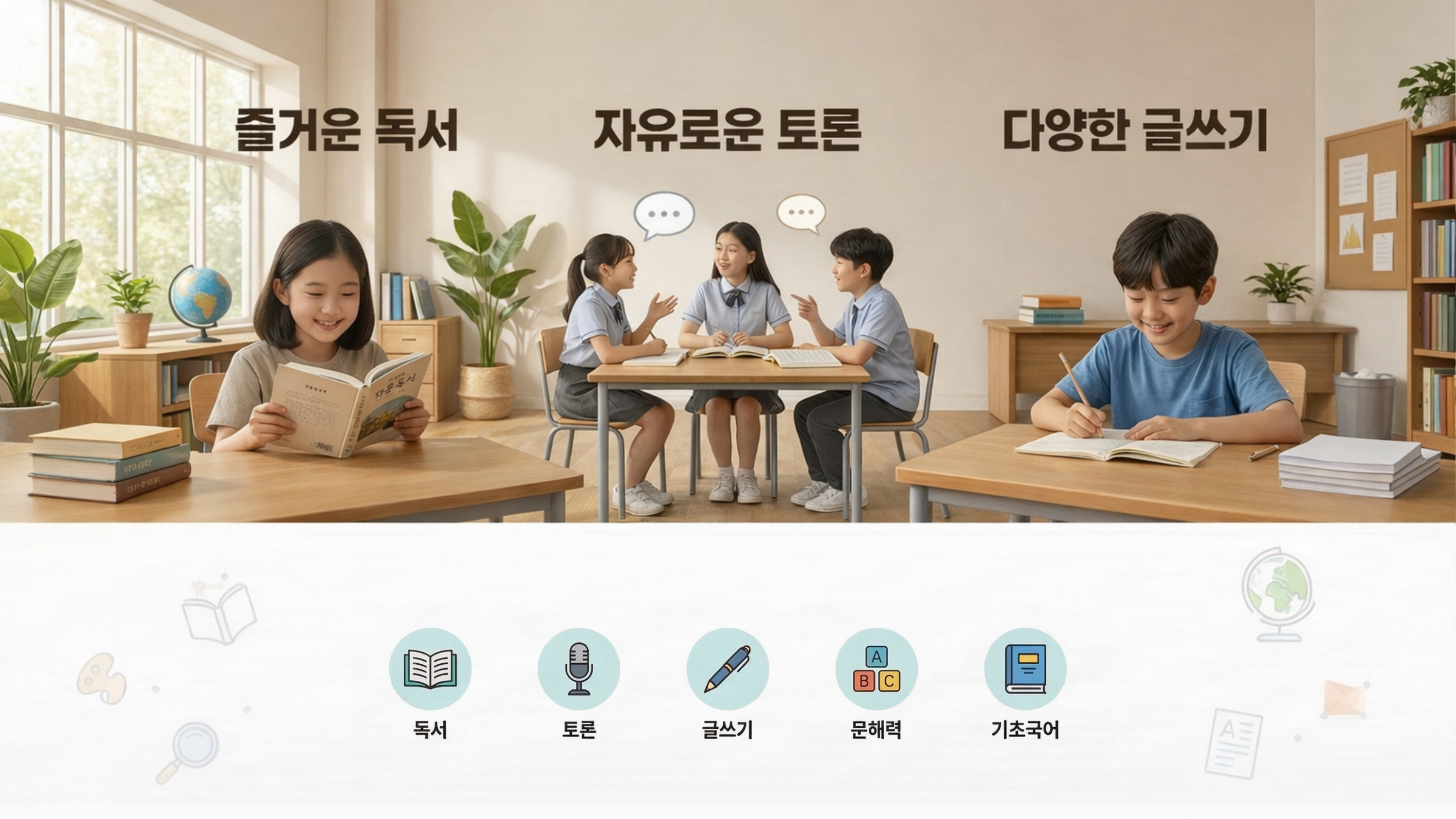 즐거운 독서, 자유로운 토론, 다양한 글쓰기